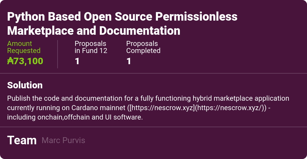 Python Based Open Source Permissionless Marketplace and Documentation ...