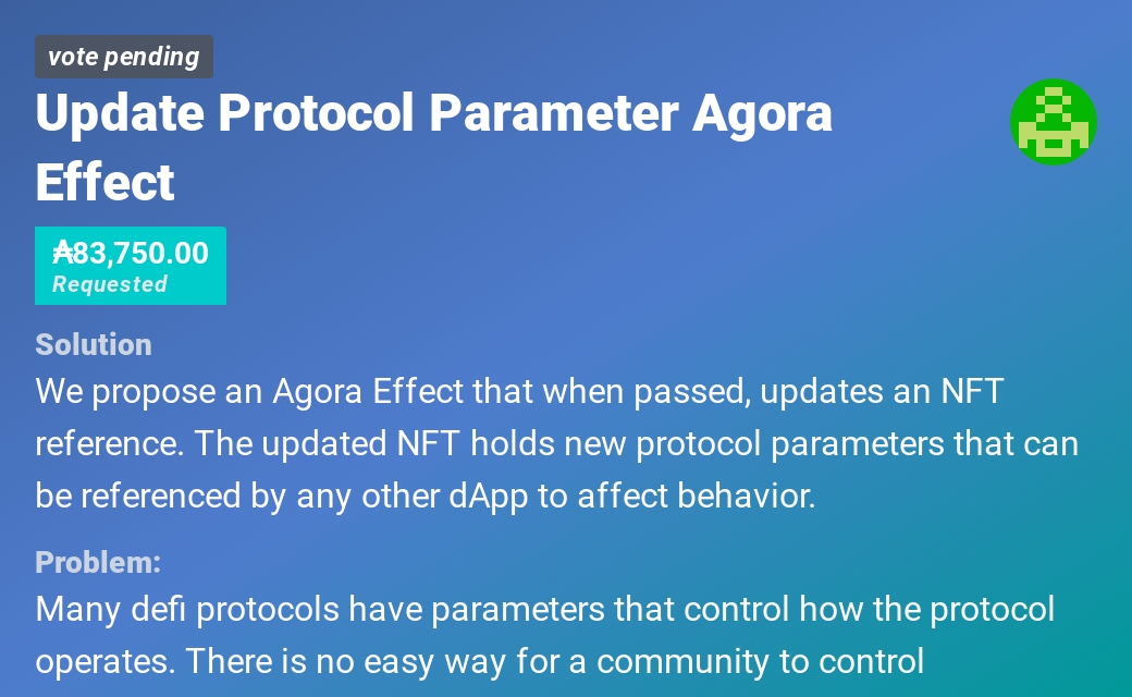 Update Protocol Parameter Agora Effect | Lido Nation English